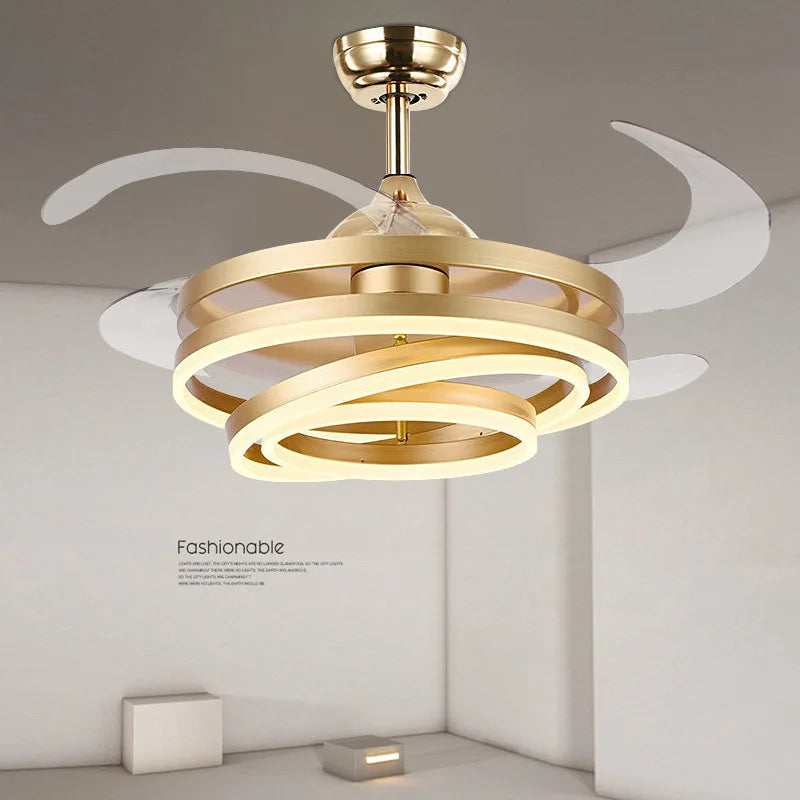 ventilateur de plafond moderne avec lumières led télécommande rechargeable