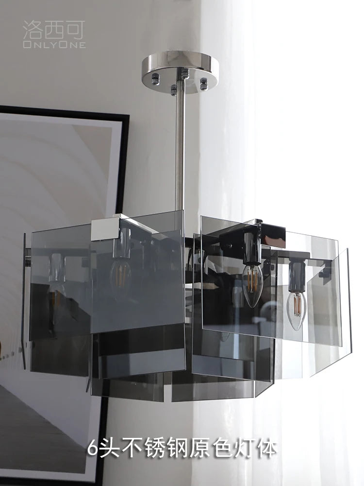 Nordic Minimalist Glass Chandelier with Black Creative Living Room Bedroom, Dining Room, Italian Lighting Fixtures