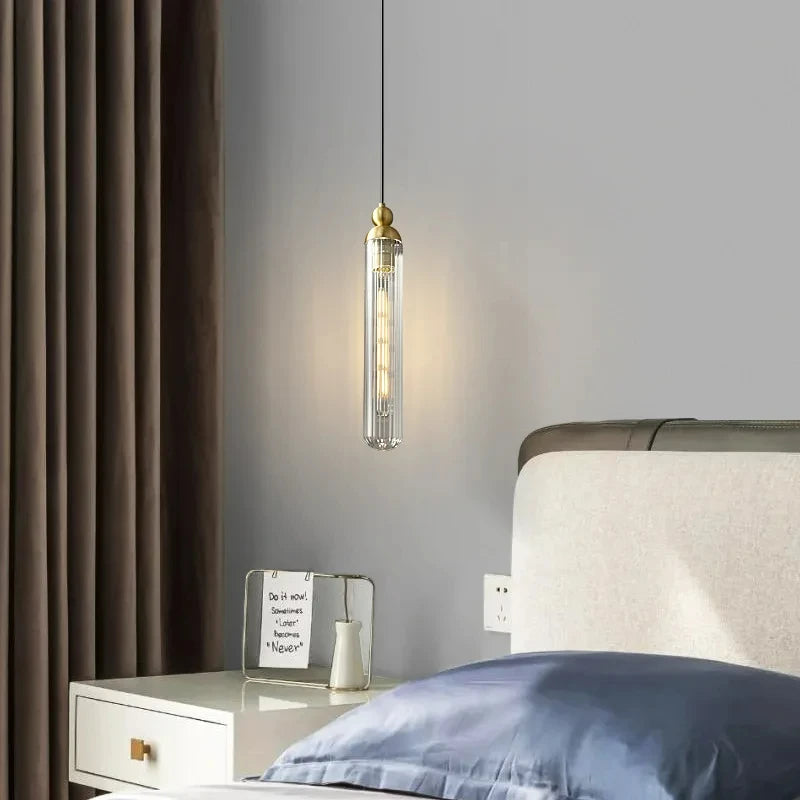 lustre nordique transparent en verre avec cordon réglable