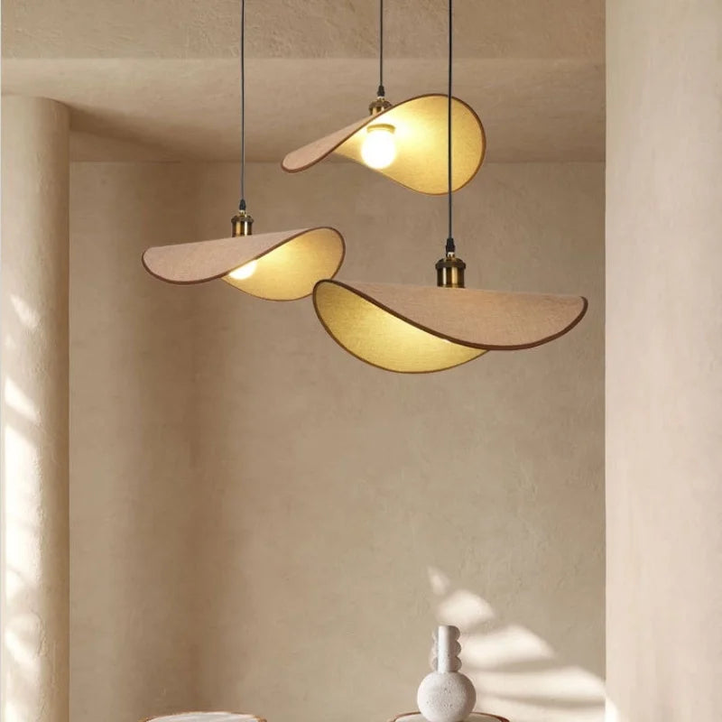 Wabi Sabi minimalisme E27 suspension Led lumière rétro chapeau Led suspension lampe salle à manger nordique suspension lampe Led Droplight Luminarias