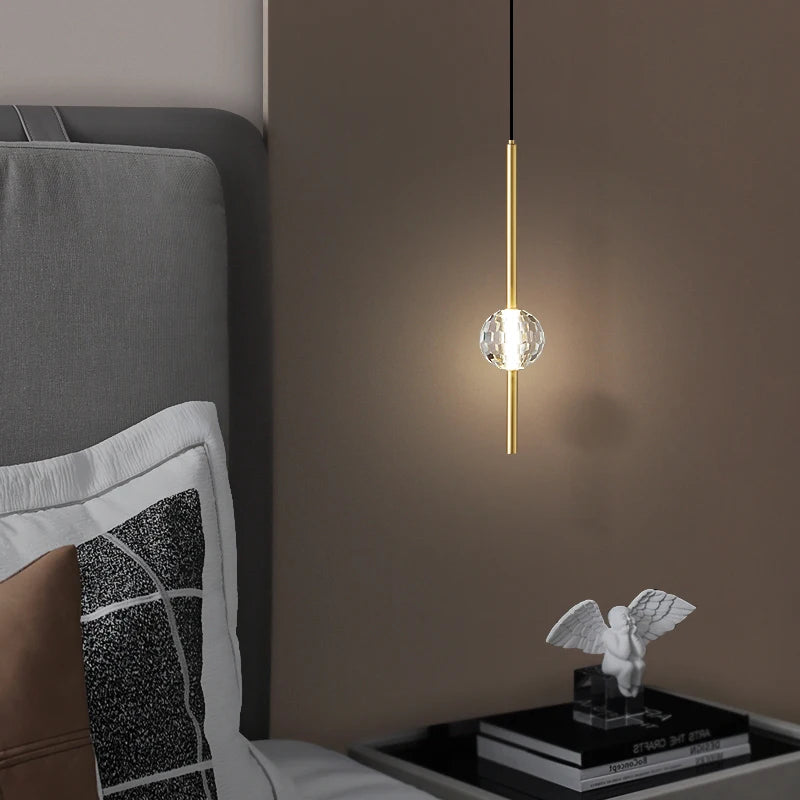 lustre led minimaliste nordique en cuivre hauteur réglable
