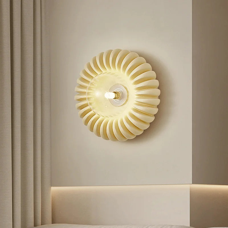 applique murale ronde rétro haut de gamme en verre blanc