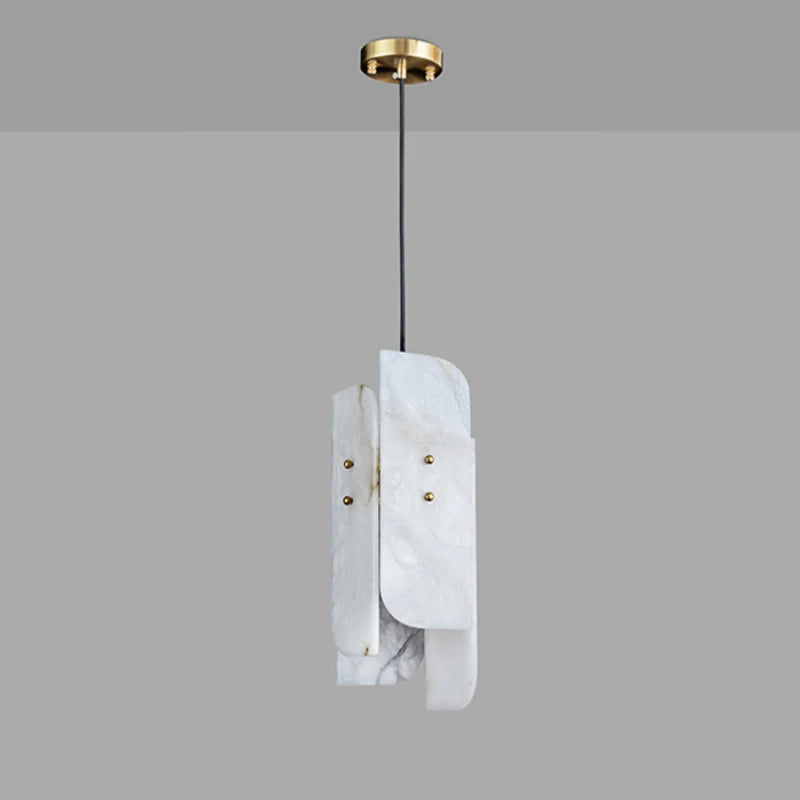 lampe suspendue en marbre avec fil de cuivre réglable style