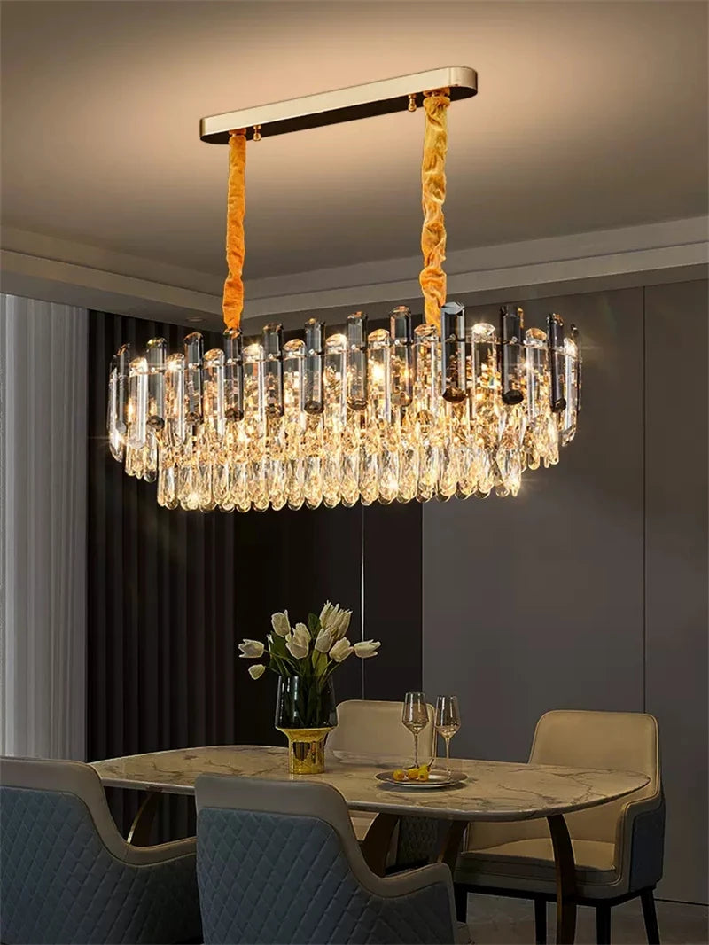 plafonnier moderne en cristal avec abat-jour rectangulaire élégant