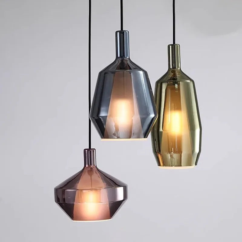 Suspension LED minimaliste verre violet