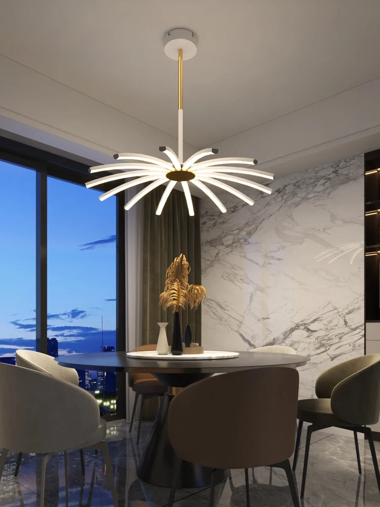 lustre moderne simple luxueux avec lampes led suspendues