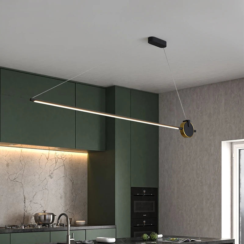 luminaire suspendu nordique simple longue bande déco maison