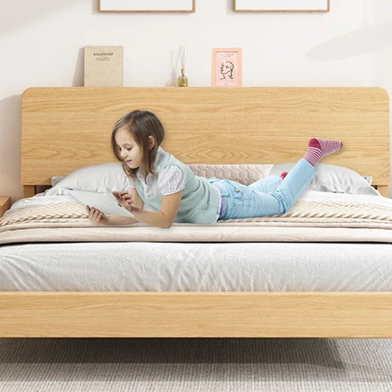 lit double en bois moderne avec cadre de plancher japonais