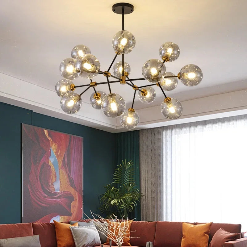 lustre suspendu design en verre pour décoration intérieure