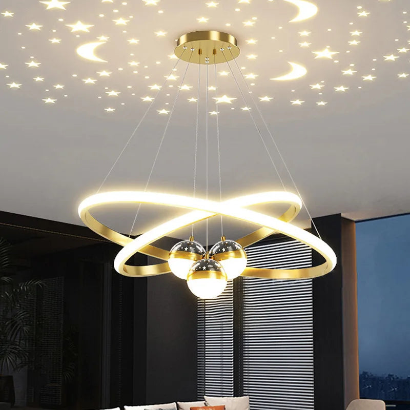 Lustre led anneaux circulaires étoile homedero