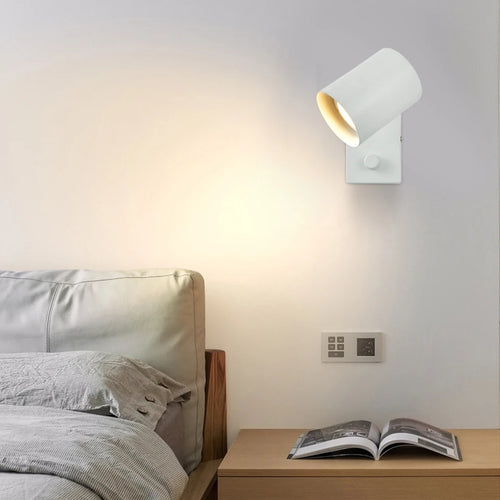 applique murale nordique d'intérieur avec interrupteur rotatif prise ue