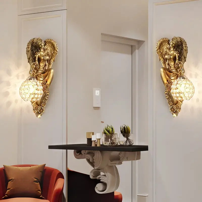 applique murale led moderne nordique ange sirène décorative en résine