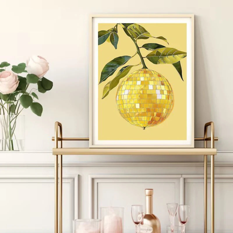 affiche rétro de boule disco abstraite pour décoration murale