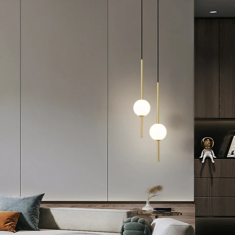 lustre led minimaliste nordique en cuivre hauteur réglable