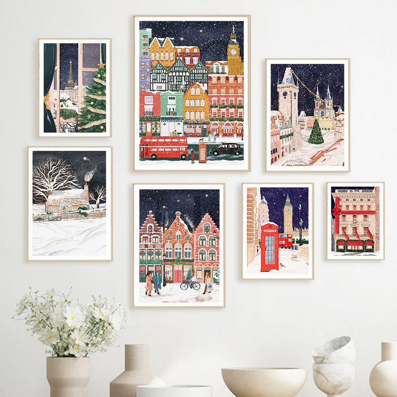 art mural voyage london paris prague pour décoration intérieure