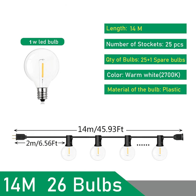 guirlande lumineuse extérieure led ampoules globe décoratives pour jardin terrasse
