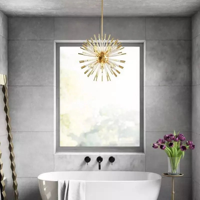 lustre de luxe design cristal pissenlit led suspendue