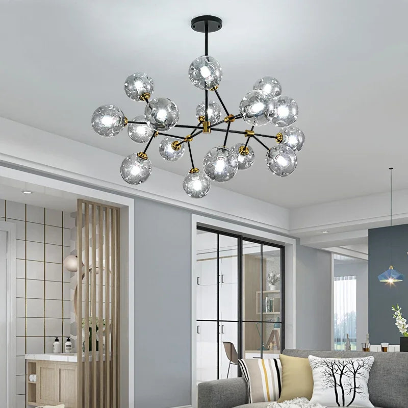 lustre suspendu design en verre pour décoration intérieure
