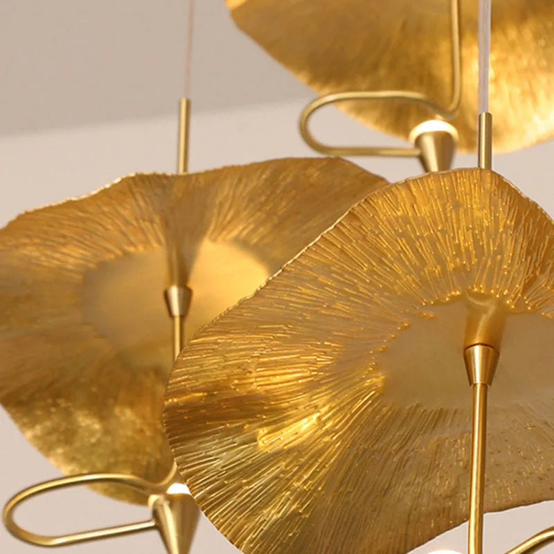 lustre art déco led en cuivre avec fil réglable