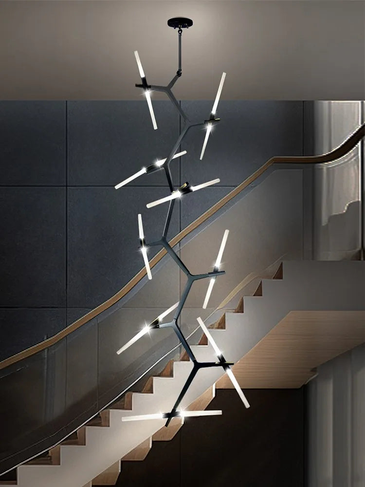 lustre moderne led rotatif simple pour duplex loft