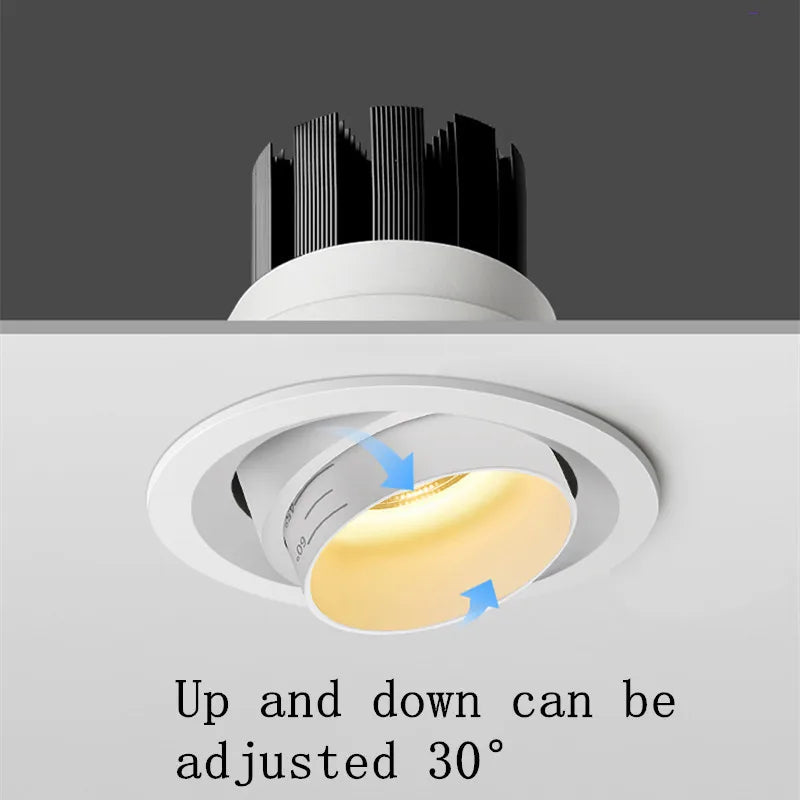 style zoom angle réglable encastré led downlight cob plafonnier