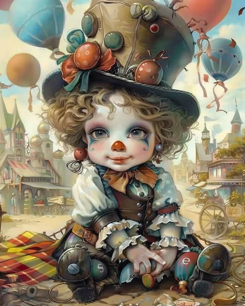 kit peinture acrylique clown drôle à numéros pour enfants décoration artisanale