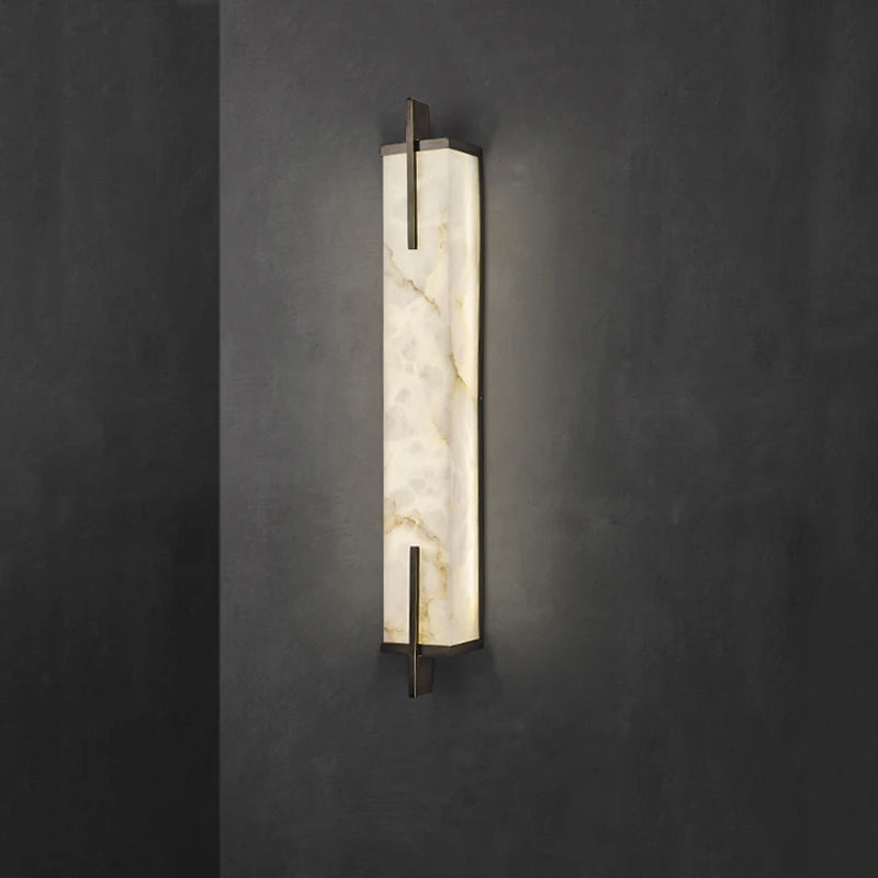 Applique murale Led en laiton doré et marbre