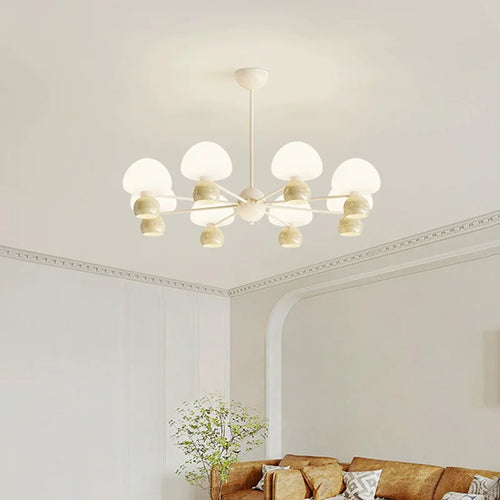 lustre moderne en verre avec luminaires réglables en métal