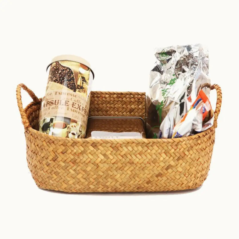 paniers de rangement en rotin et paille tressée pour plantes et objets divers
