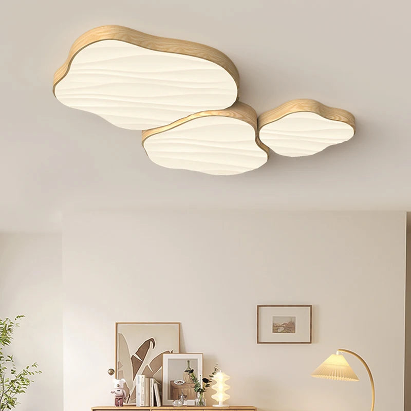 plafonnier led style bois naturel nuage chaud spectre complet