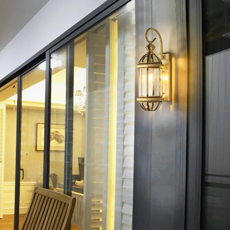 Applique extérieure Villa couloir or cuivre rétro luxe jardin extérieur mur jardin passerelle Simple balcon porte terrasse lampe