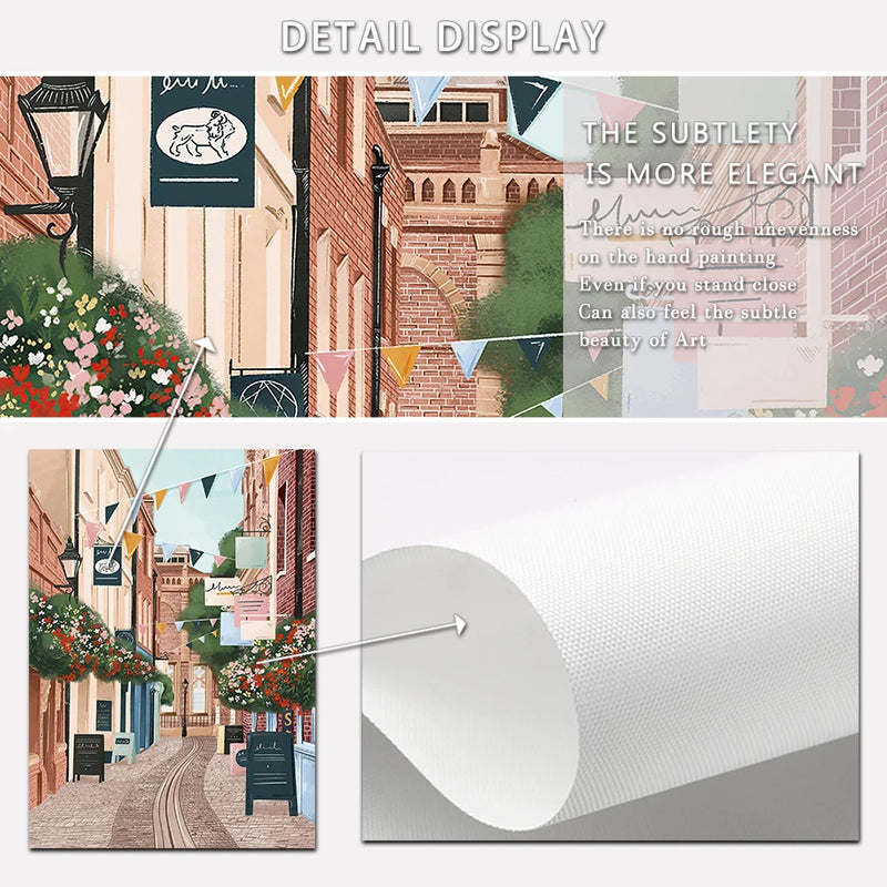 aquarelle ville côtière art mural décor nordique affiche