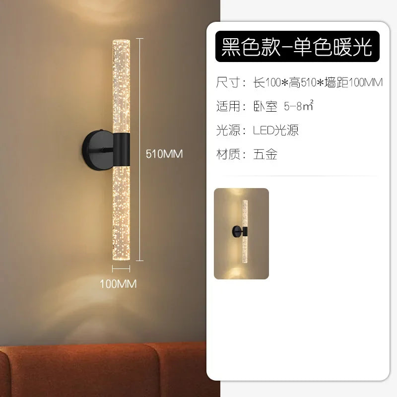 applique murale led double tête design minimaliste en cristal