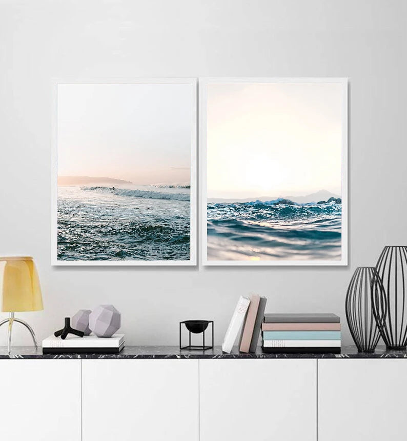 affiche photographique de vagues océan paysage marin décoration intérieure
