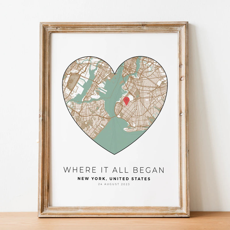 carte de ville personnalisée cadeau romantique pour lui