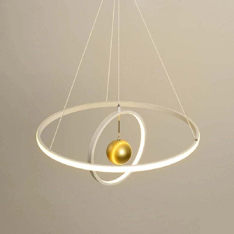 lustre circulaire en boule de fer avec luminaires led pour décoration