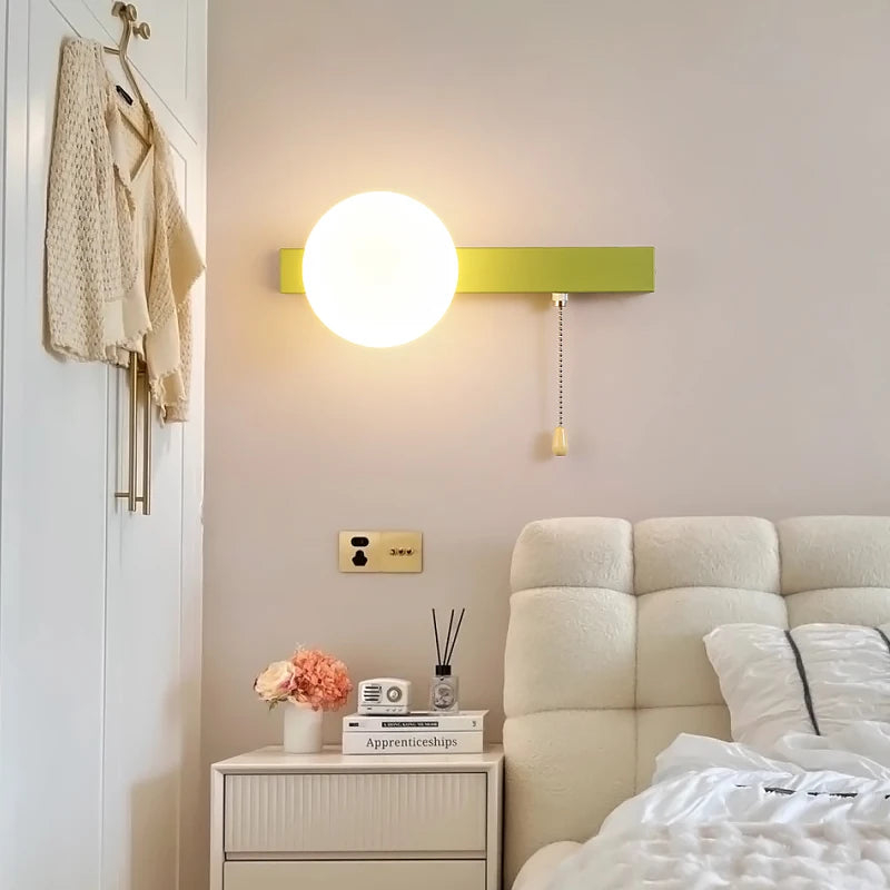 applique murale nordique en verre avec interrupteur éclairage intérieur décoratif