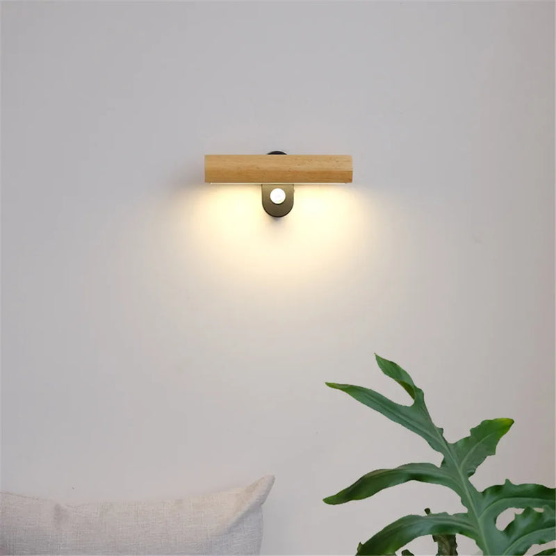 applique murale nordique rotative led minimaliste en bois