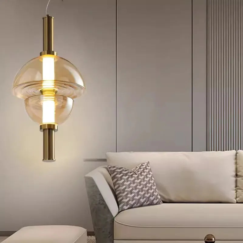 lustre moderne en verre design minimaliste pour restaurant et café