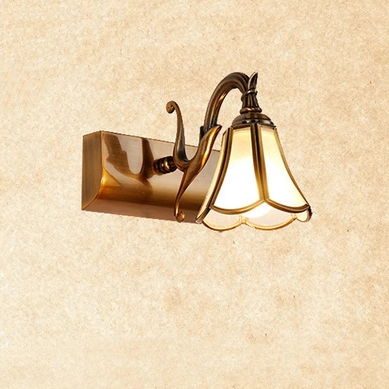 applique murale miroir tête unique verre rétro bronze décoration européenne