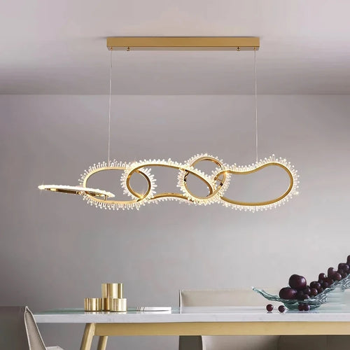 lustre de luxe en cristal avec anneaux led modernes