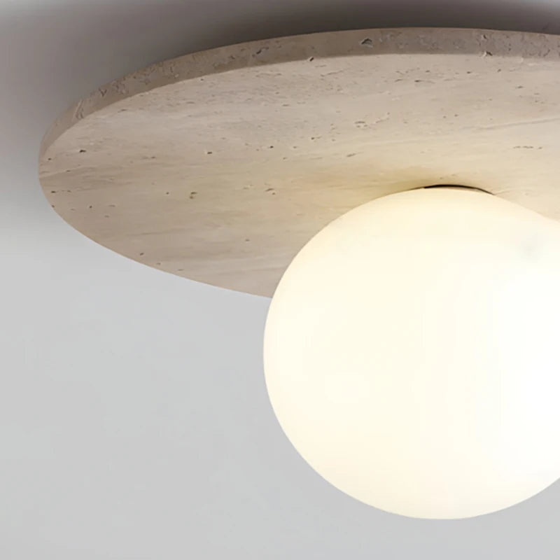 plafonnier rond simple en marbre avec ampoule en verre pour restaurant