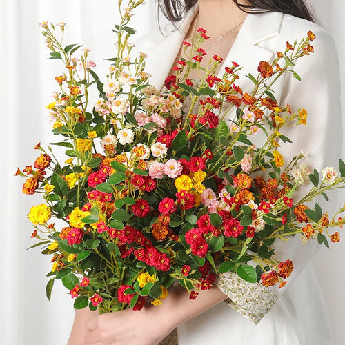 bouquet de roses artificielles en soie pour décoration vintage