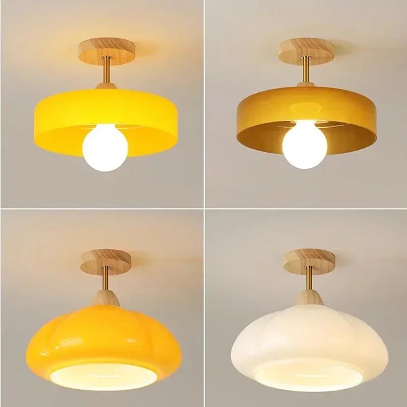 Plafonnier en verre médiéval en verre orange