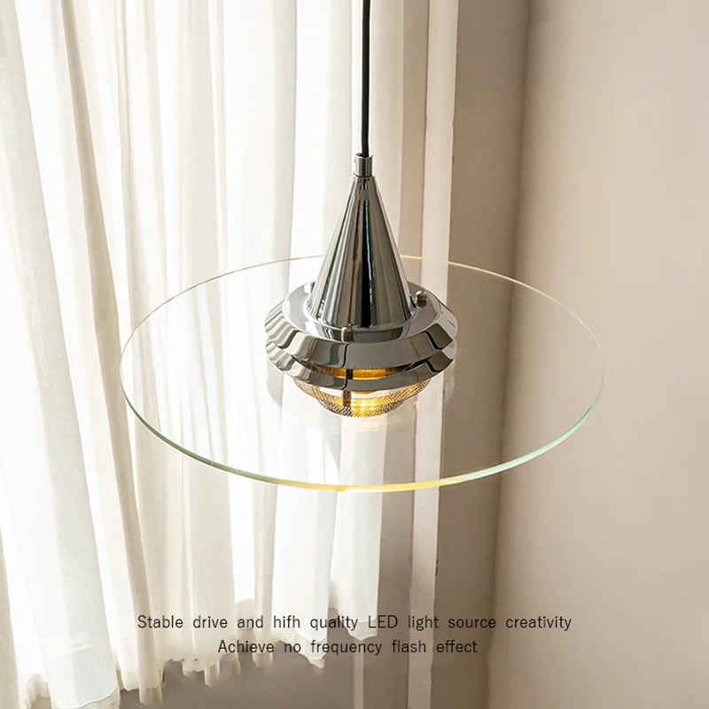 lustre bauhaus en verre clair suspendu pour restaurant