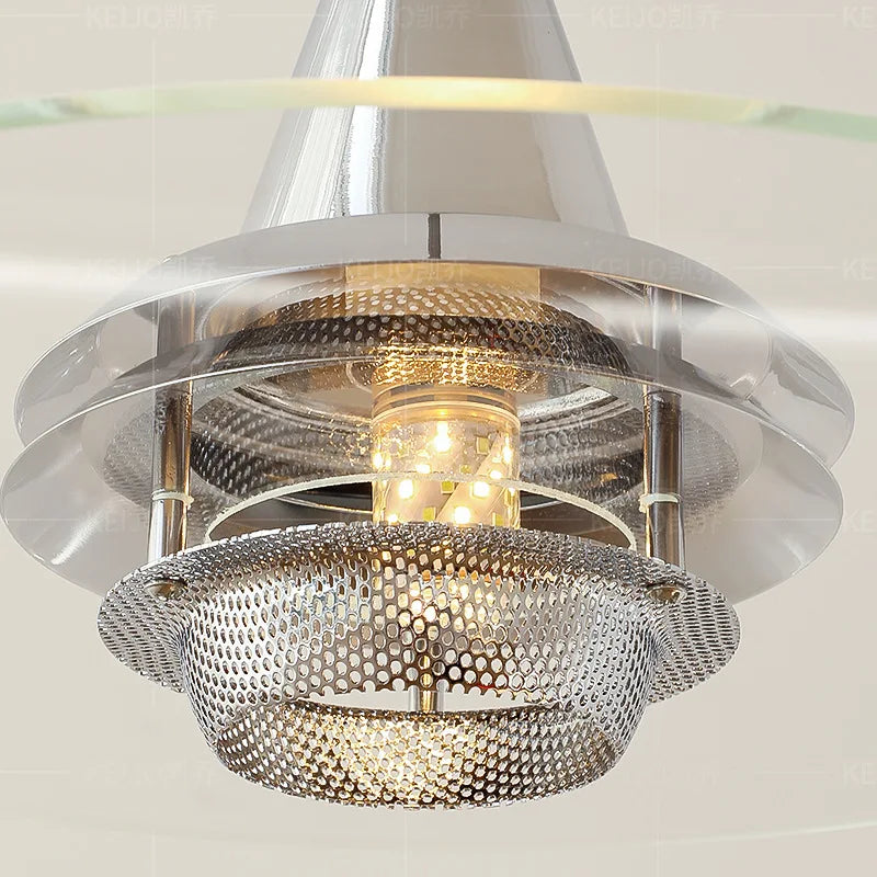 lustre bauhaus en verre clair suspendu pour restaurant