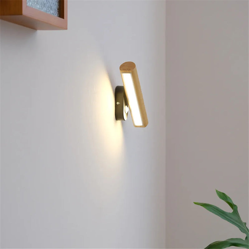 applique murale nordique rotative led minimaliste en bois