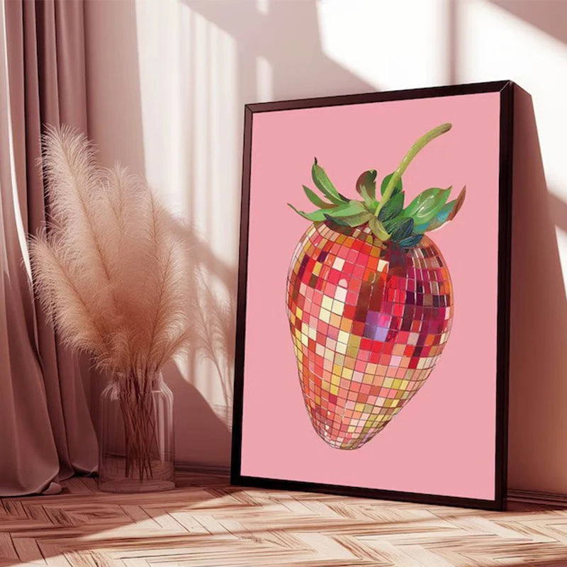 affiche de boule disco abstraite rétro pour décoration murale