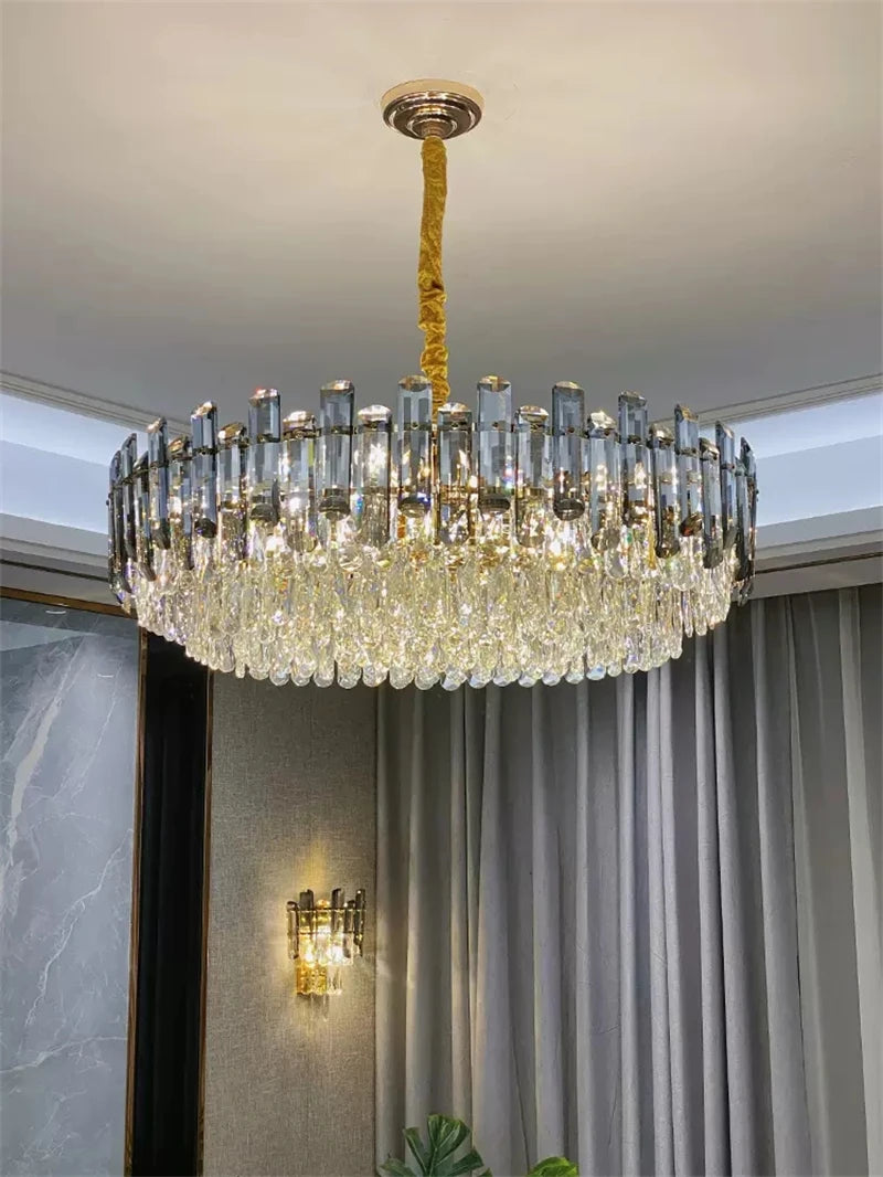 plafonnier moderne en cristal avec abat-jour rectangulaire élégant