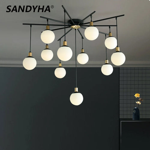 SANDYHA lustre nordique verre dépoli Soffitto araignée salle moléculaire moderne décor à la maison esthétique salon suspension